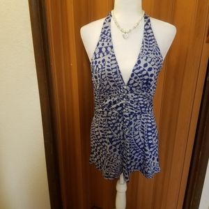 LOVEHOLIC BLUE AND GREY HALTER TOP